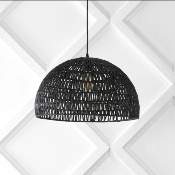 Khowara - Black Woven Bohemian Style Light Pendant - Picture 1 of 5